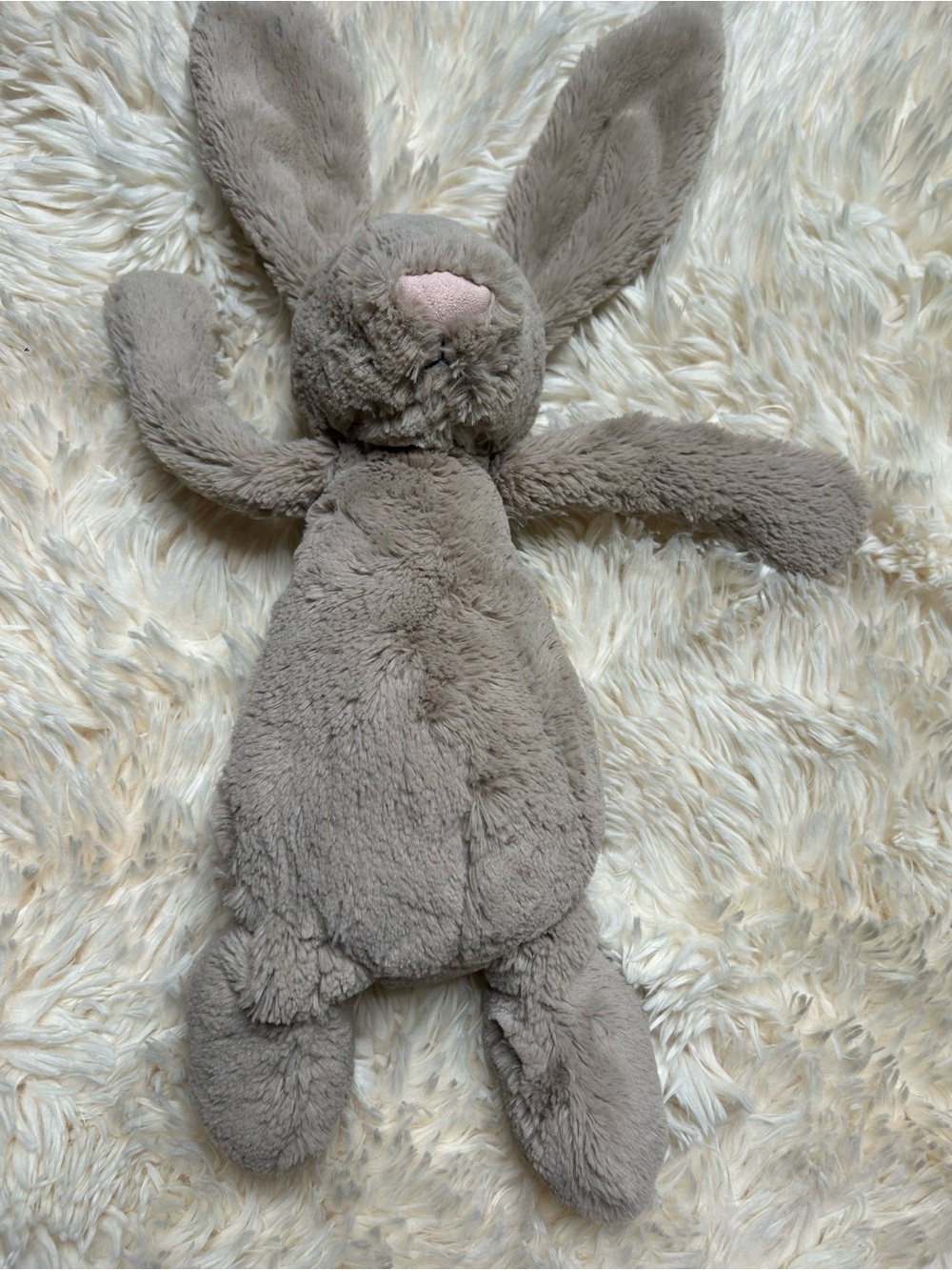 Jellycat Grey Bunny Lovey with Pink Nose